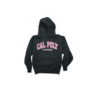 Vintage Jansport Cal Poly Pomona Hoodie  – Black with Pink Embroidery – Size M